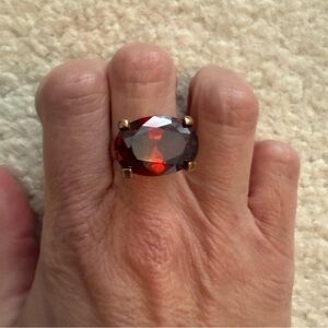 Gold Ring with Deep Red Gemstone